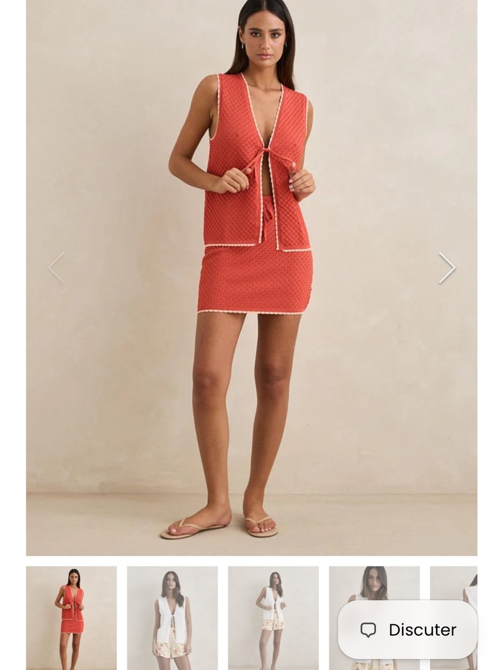 Rhythm Gigi Top & Skirt Matching Set - Longline Knit Vest and Knit Mini Skirt